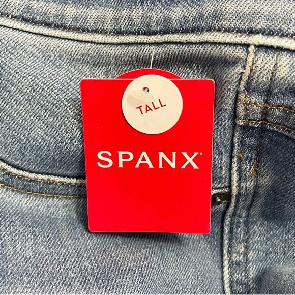 NWT SPANX Flare Jeans Size Large Tall Stonewashed Blue Pull-On Stretch Denim NEW - Picture 9 of 13